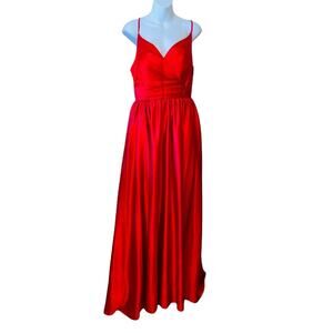 NWT Christina Wu celebration red satin bridesmaid ball gown dress